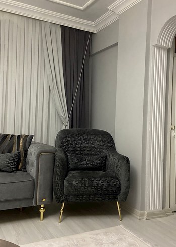 İstikbalindir Gri Yılan Desenli Modern Klasik Koltuk Örtüsü - Görsel 2