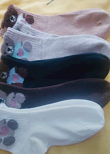 HelloBaby Nakışlı Kahverengi Pamuklu5 çift Çorap