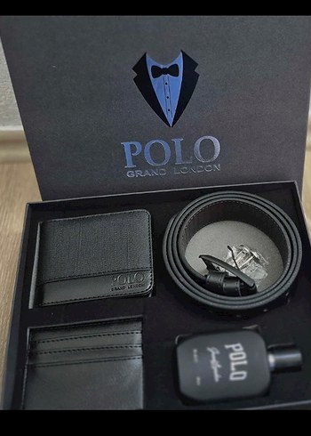 U.S Polo Assn. Siyah Polo Baskılı Kemer ve Cüzdan Seti