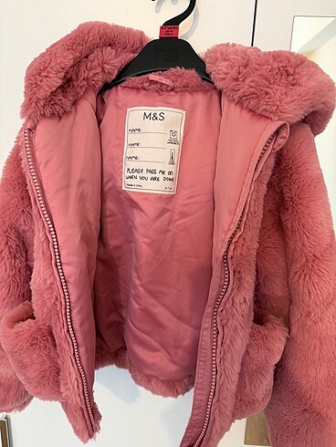 6 Yaş Beden pembe Renk M&S Ayıcık Peluş Mont