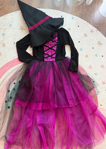Siyah Pembe Gotik Cadı Kostümü