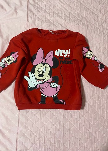 4 Yaş Beden Kız Çocuk Kırmızı Baskılı Sweatshirt
