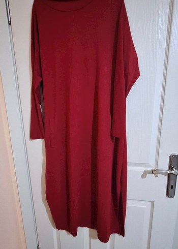 Kırmızı Fermuarlı midi elbise veya tunik - Görsel 2