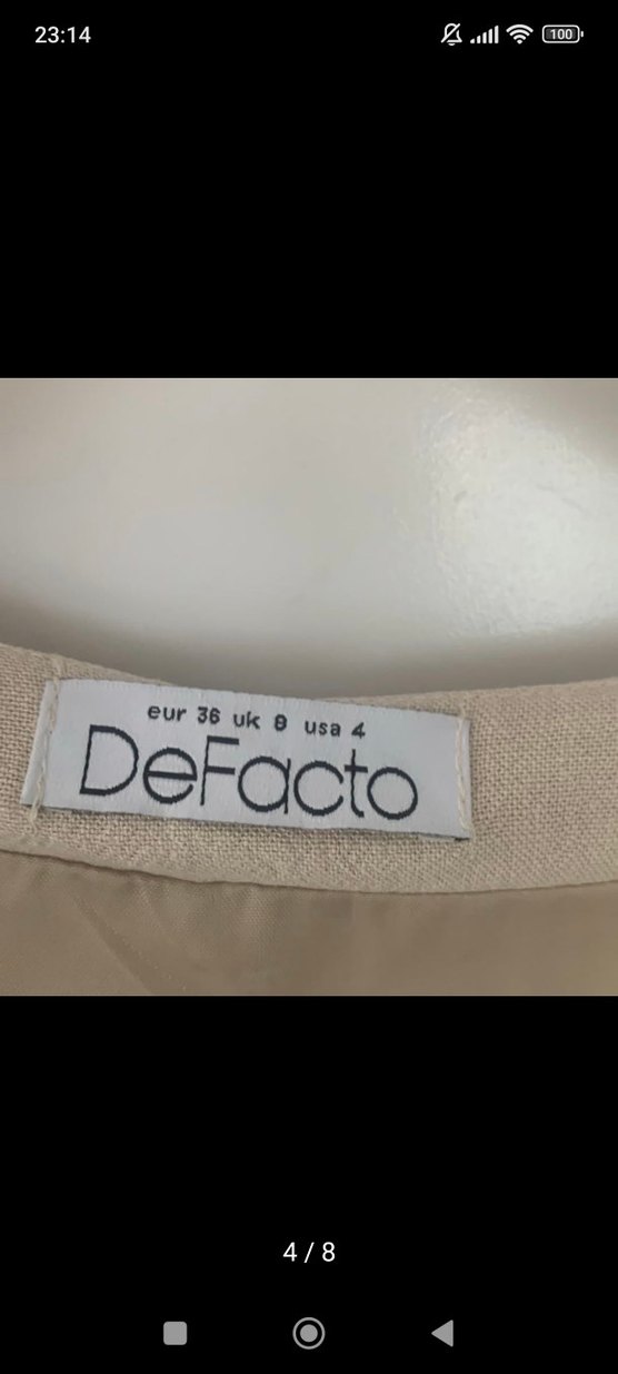 Bej Keten Ofis Pantolonu+ de facto keten yelek - Görsel 2