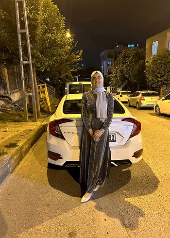 Gri Piliseli Uzun Kadın Abiye Elbise - Görsel 5