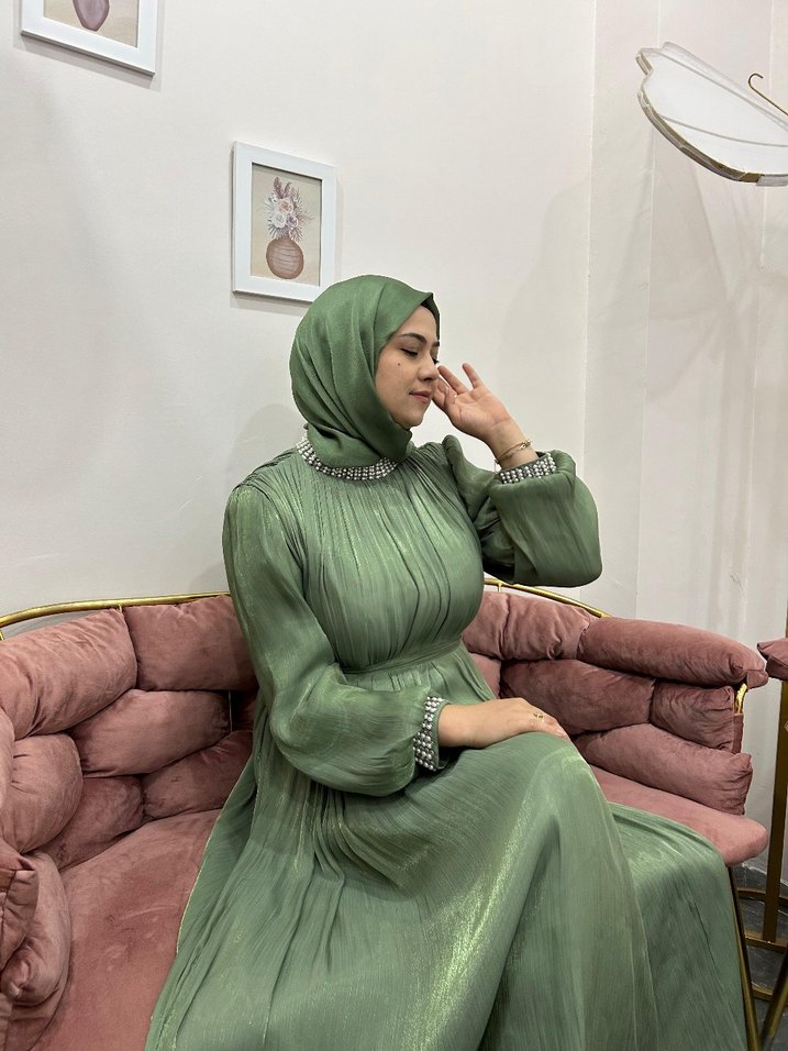 Bohem Salaş Yüksek Yakalı Kadın Elbise - Görsel 2