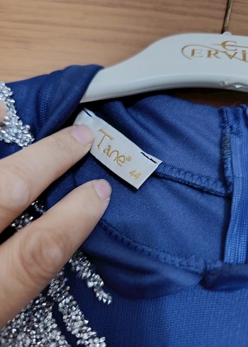 Uzun Kol Drapeli Lacivert Tesettür Elbise - Görsel 3