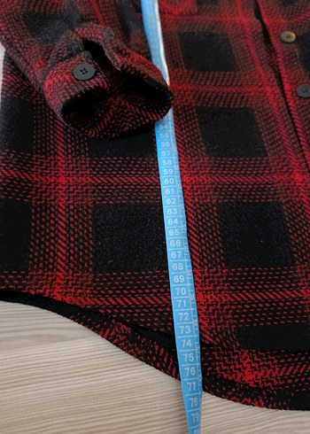 Kadın Kırmızı Düğmeli Uzun Kollu Gömlek - Görsel 2