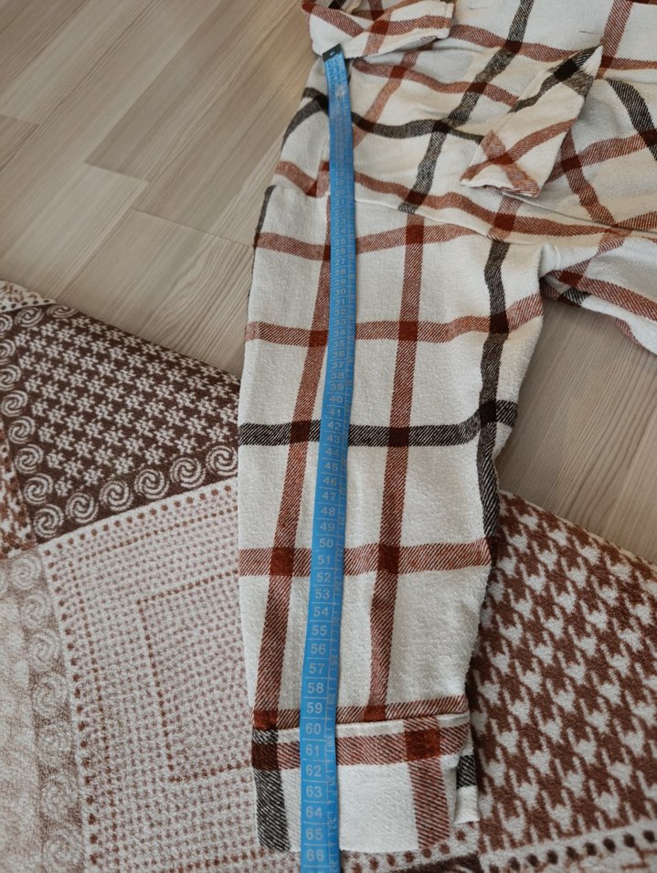 Kareli Düğmeli Uzun Kollu Kadın Gömlek - Görsel 3