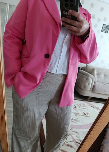 Pembe Kadın Blazer Ceket