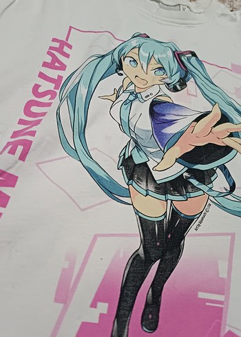 Defacto Beyaz Baskılı Kız Çocuk Tişörtü HATSUNE MIKU