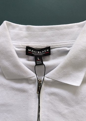 Beyaz Pamuklu Erkek Polo Tişört Mavi marka sıfır - Görsel 3