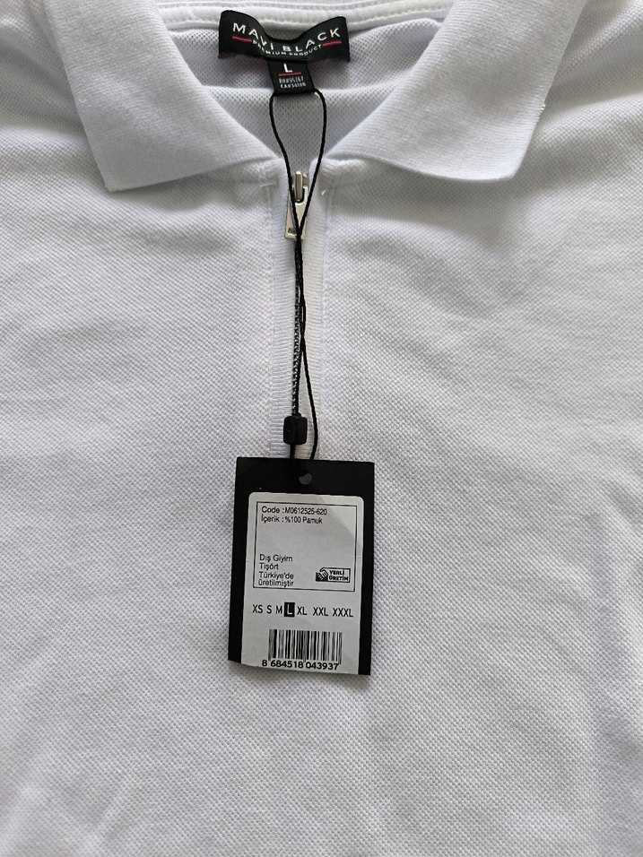 Beyaz Pamuklu Erkek Polo Tişört Mavi marka sıfır - Görsel 4