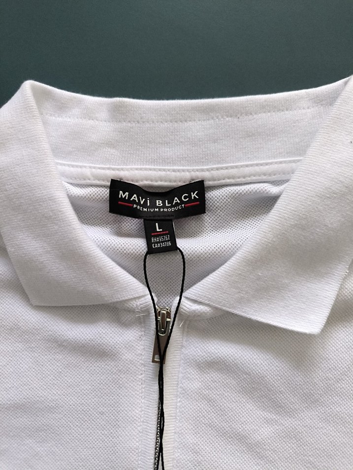 Beyaz Pamuklu Erkek Polo Tişört Mavi marka sıfır - Görsel 3