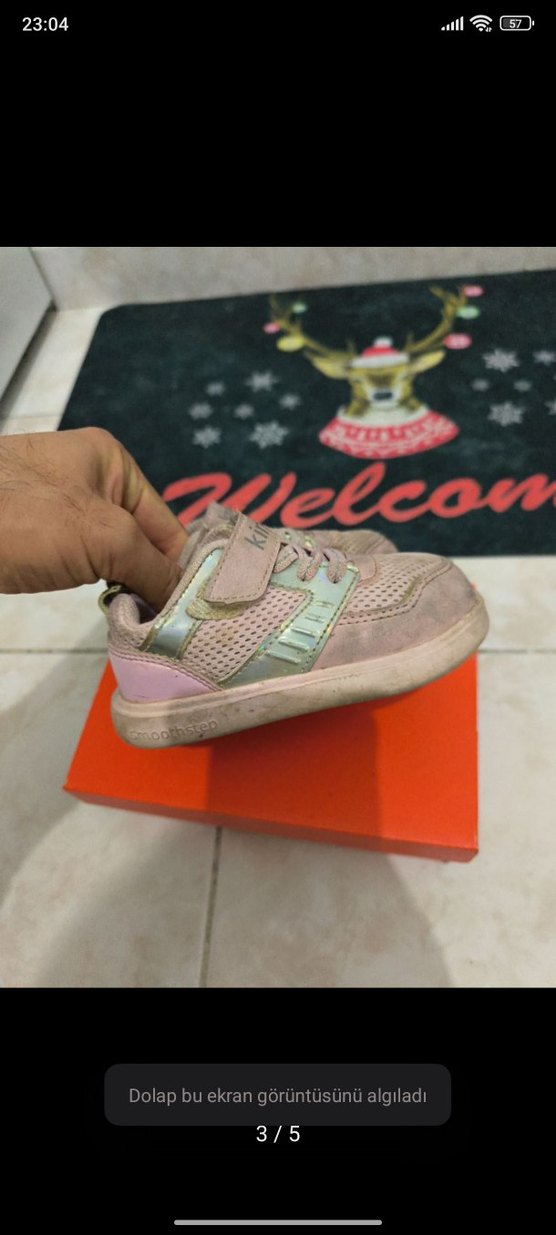 Kız Çocuk Pembe Velcro Bağcıklı Sneakers - Görsel 3