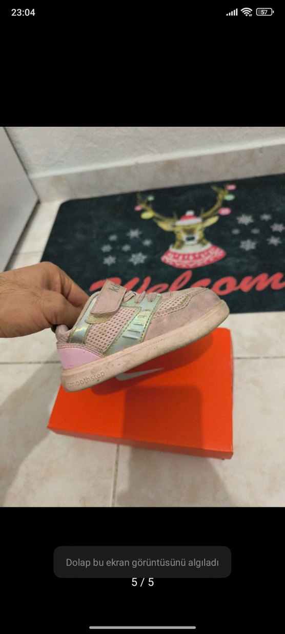 Kız Çocuk Pembe Velcro Bağcıklı Sneakers - Görsel 5