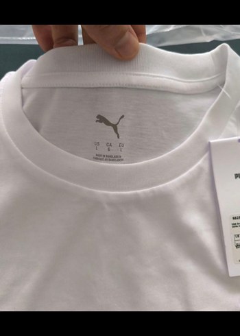 Beyaz Pamuklu Erkek Tişört Puma marka - Görsel 3