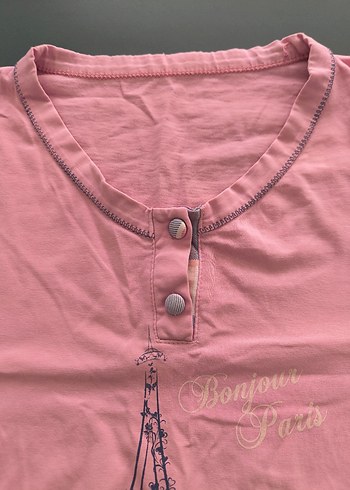 Kadın Pembe Uzun Kollu Baskılı Tişört - Görsel 2