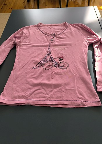 Kadın Pembe Uzun Kollu Baskılı Tişört - Görsel 3