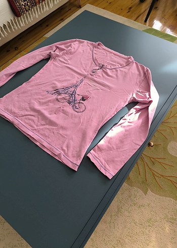 Kadın Pembe Uzun Kollu Baskılı Tişört - Görsel 5