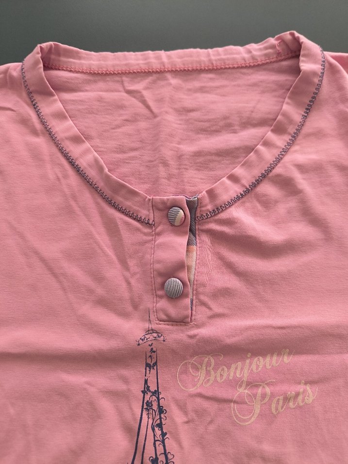 Kadın  Pembe Uzun Kollu Baskılı Tişört - Görsel 2