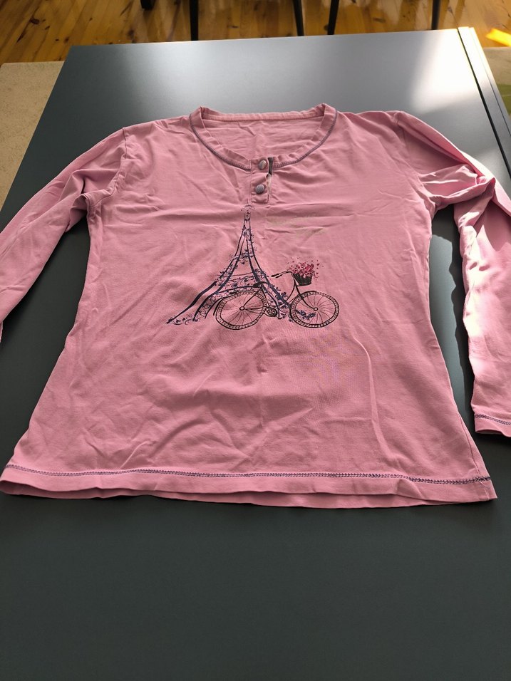 Kadın  Pembe Uzun Kollu Baskılı Tişört - Görsel 3