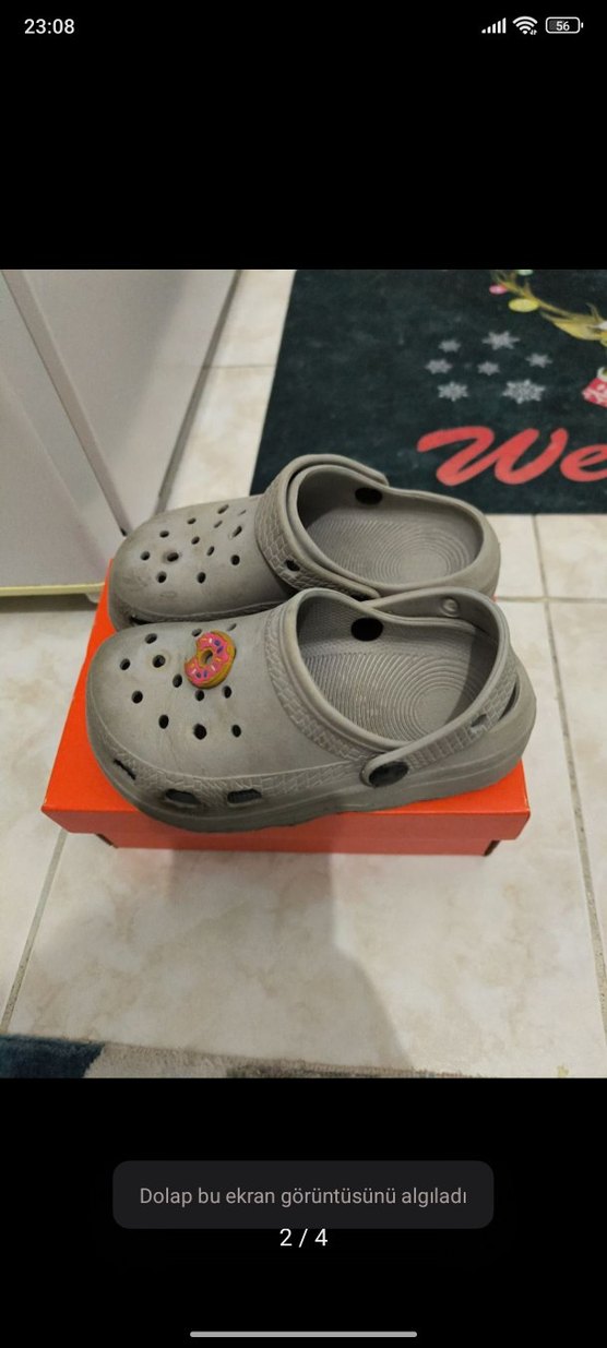Kız Çocuk Gri Tokalı Terlik 28 numara - Görsel 2