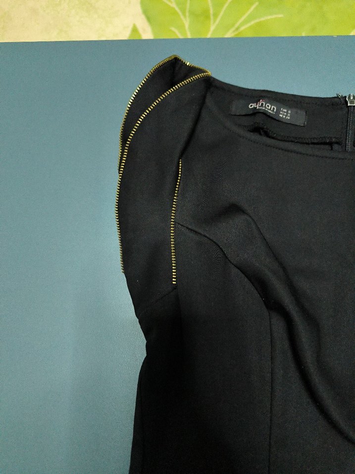 Siyah Kemerli Midi Straplez Elbise - Görsel 2