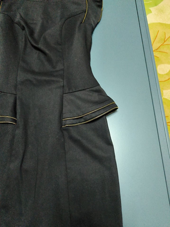 Siyah Kemerli Midi Straplez Elbise - Görsel 4