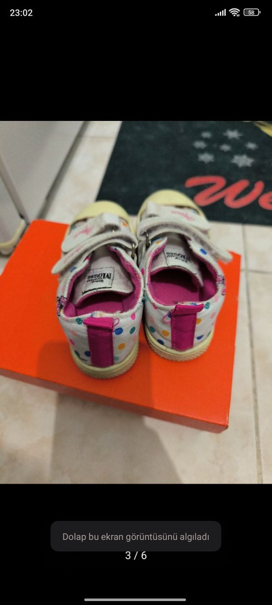 Kız Çocuk Beyaz Renkli Baskılı Sneaker - Görsel 3