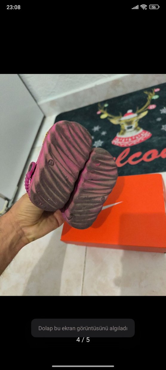 Kız Çocuk Pembe Kaydırmaz Terlik Velcro 21 numara - Görsel 4