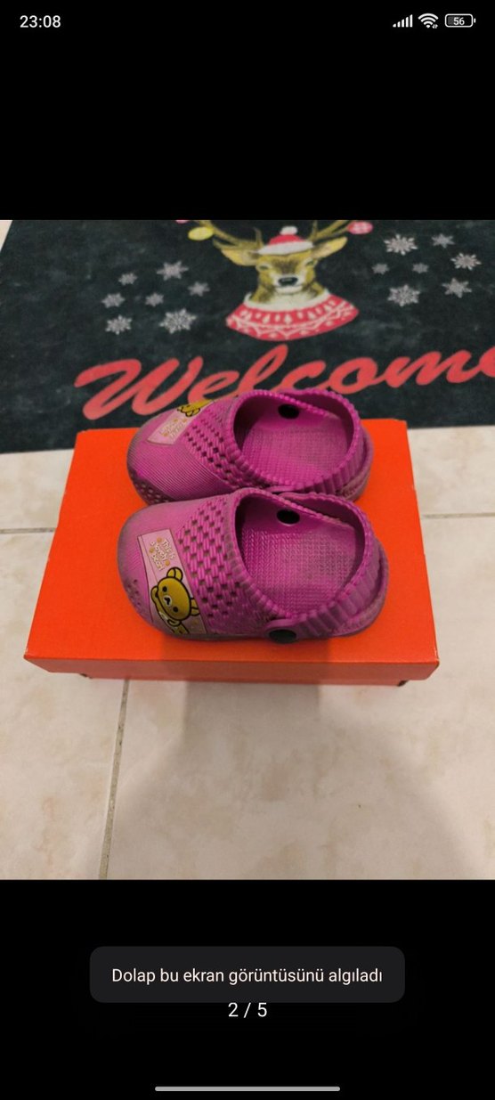 Kız Çocuk Pembe Kaydırmaz Terlik Velcro 21 numara - Görsel 2