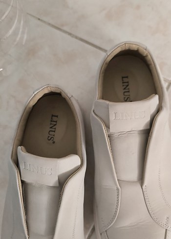 Beyaz Deri erkek loafer  Ayakkabı Linus marka 42 numara - Görsel 2