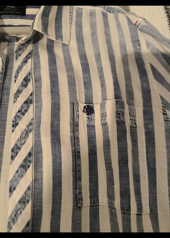 Erkek Uzun Kollu Çizgili Keten Gömlek - Görsel 3