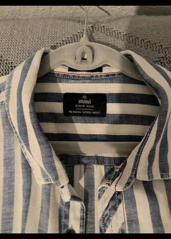 Erkek Uzun Kollu Çizgili Keten Gömlek - Görsel 2