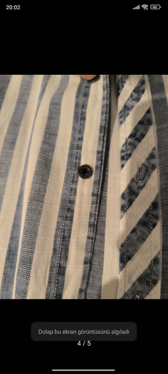 Erkek Uzun Kollu Çizgili Keten Gömlek - Görsel 4
