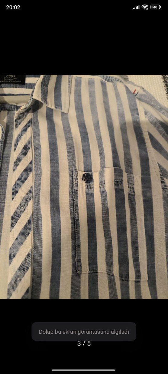 Erkek Uzun Kollu Çizgili Keten Gömlek - Görsel 3