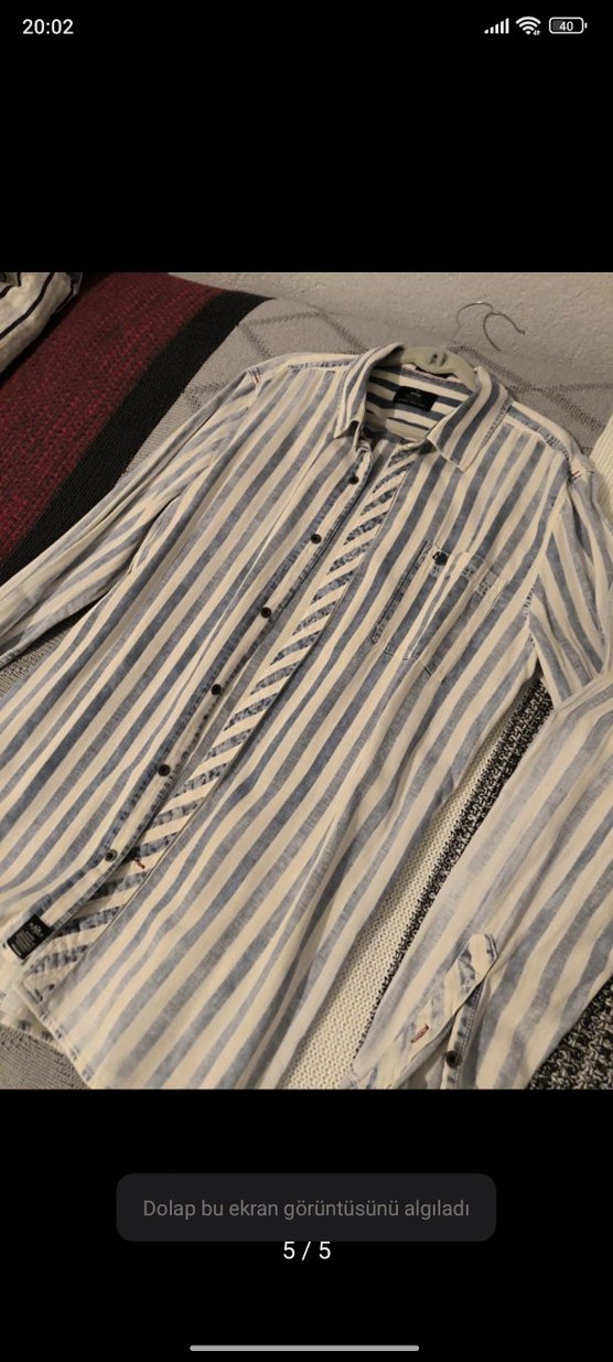 Erkek Uzun Kollu Çizgili Keten Gömlek - Görsel 5