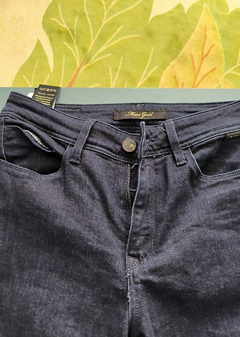 Düğmeli Lacivert Kadın Kot Pantolon - Görsel 2