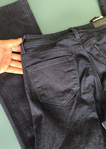 Düğmeli Lacivert Kadın Kot Pantolon - Görsel 16