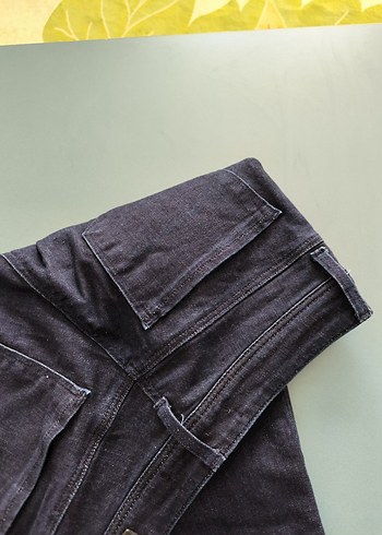 Düğmeli Lacivert Kadın Kot Pantolon - Görsel 5