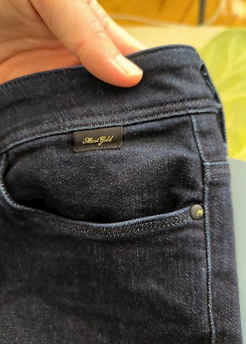 Düğmeli Lacivert Kadın Kot Pantolon - Görsel 12