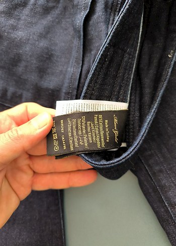 Düğmeli Lacivert Kadın Kot Pantolon - Görsel 3