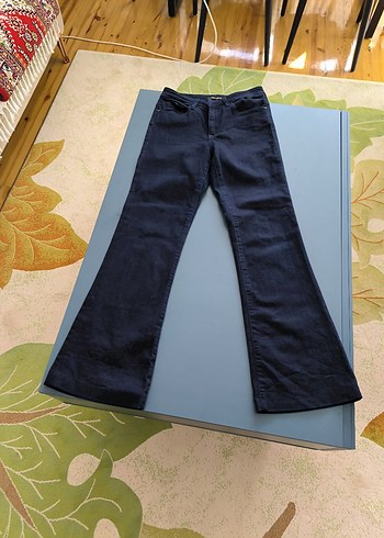 Düğmeli Lacivert Kadın Kot Pantolon - Görsel 10