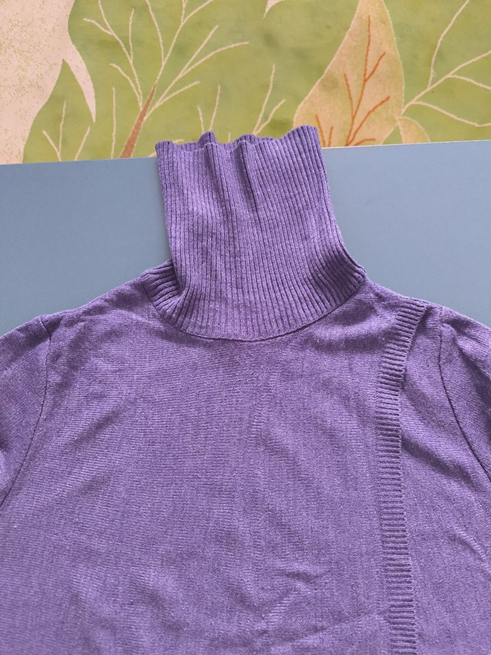 Mor Uzun Kollu Boğazlı Kadın Kazak - Görsel 2