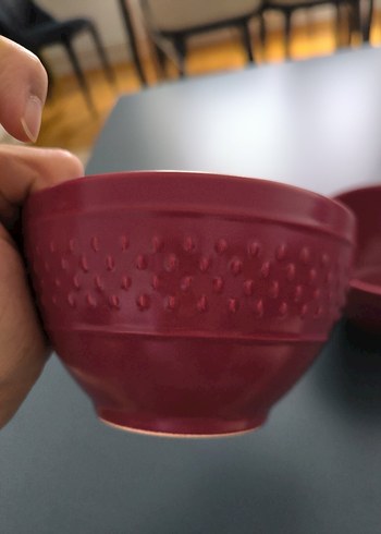 Kırmızı Desensiz Çift Kase - Görsel 2