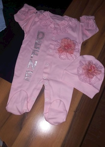Pembe Dantel Detaylı Bebek Kız Tulumu