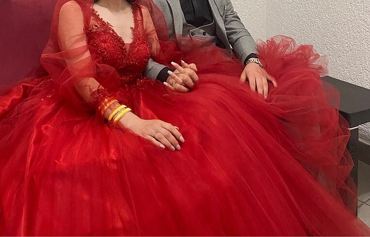 36 Beden Kırmızı kına elbisesi