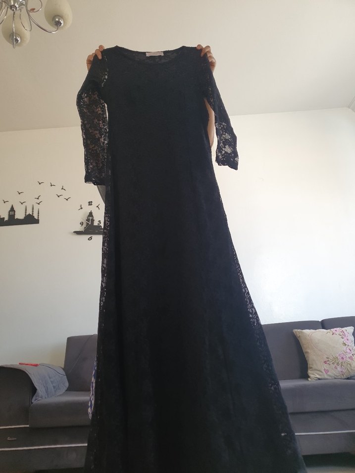 Dantel Detaylı Siyah Abiye - Görsel 2