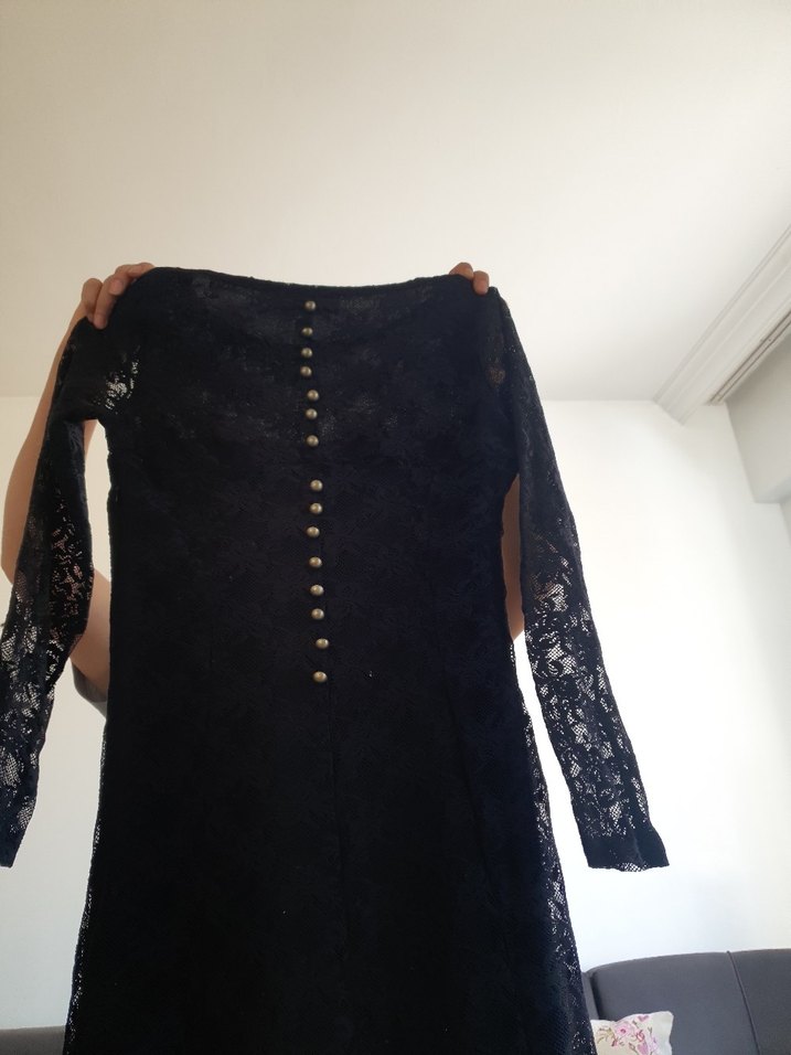 Dantel Detaylı Siyah Abiye - Görsel 3